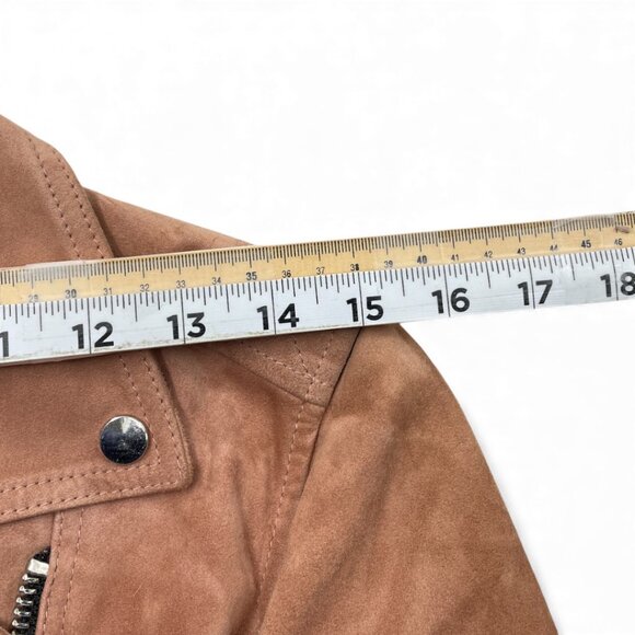 All Saints Goat Leather Salmon Pink Moto Jacket Women's Size 6 Small - Picture 8 of 13